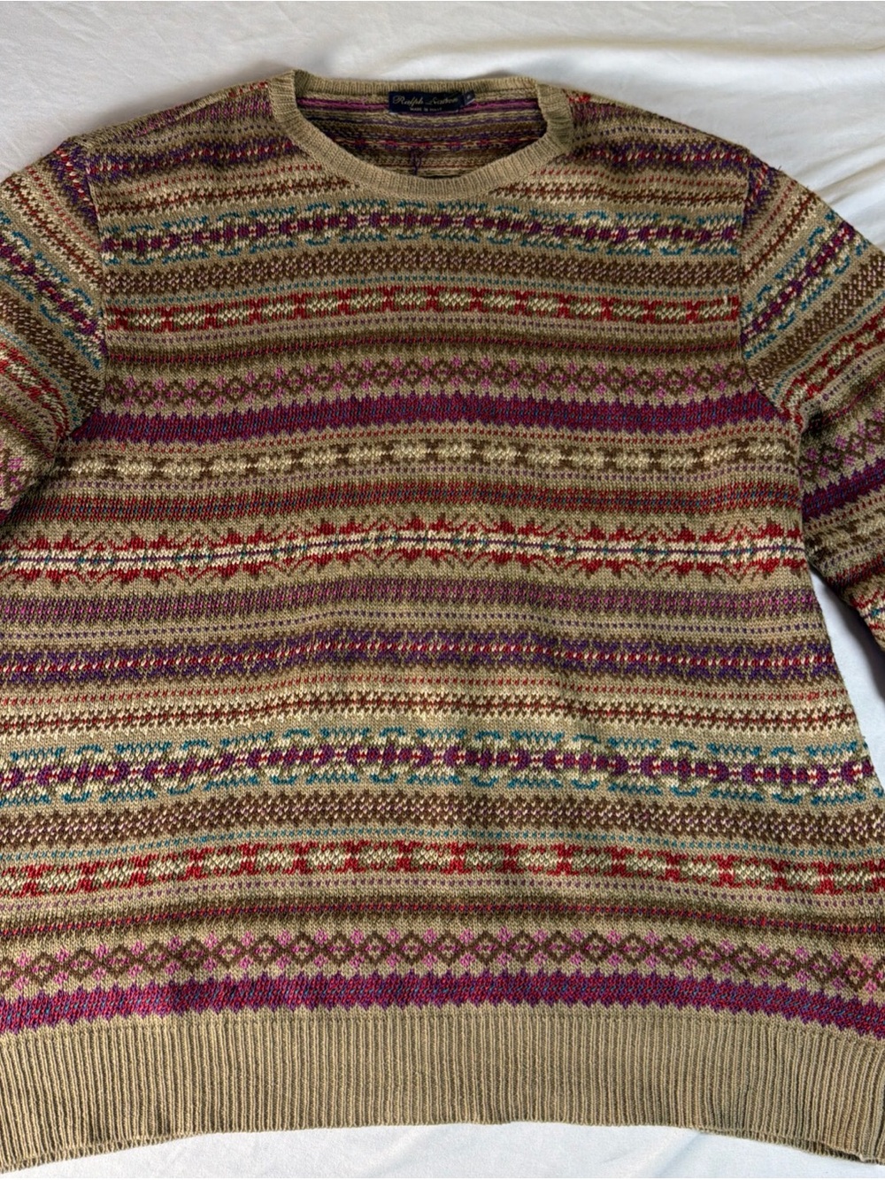 RALPH LAUREN Purple Label Womens Size XL Purple Cable Knit Linen Silk Sweater